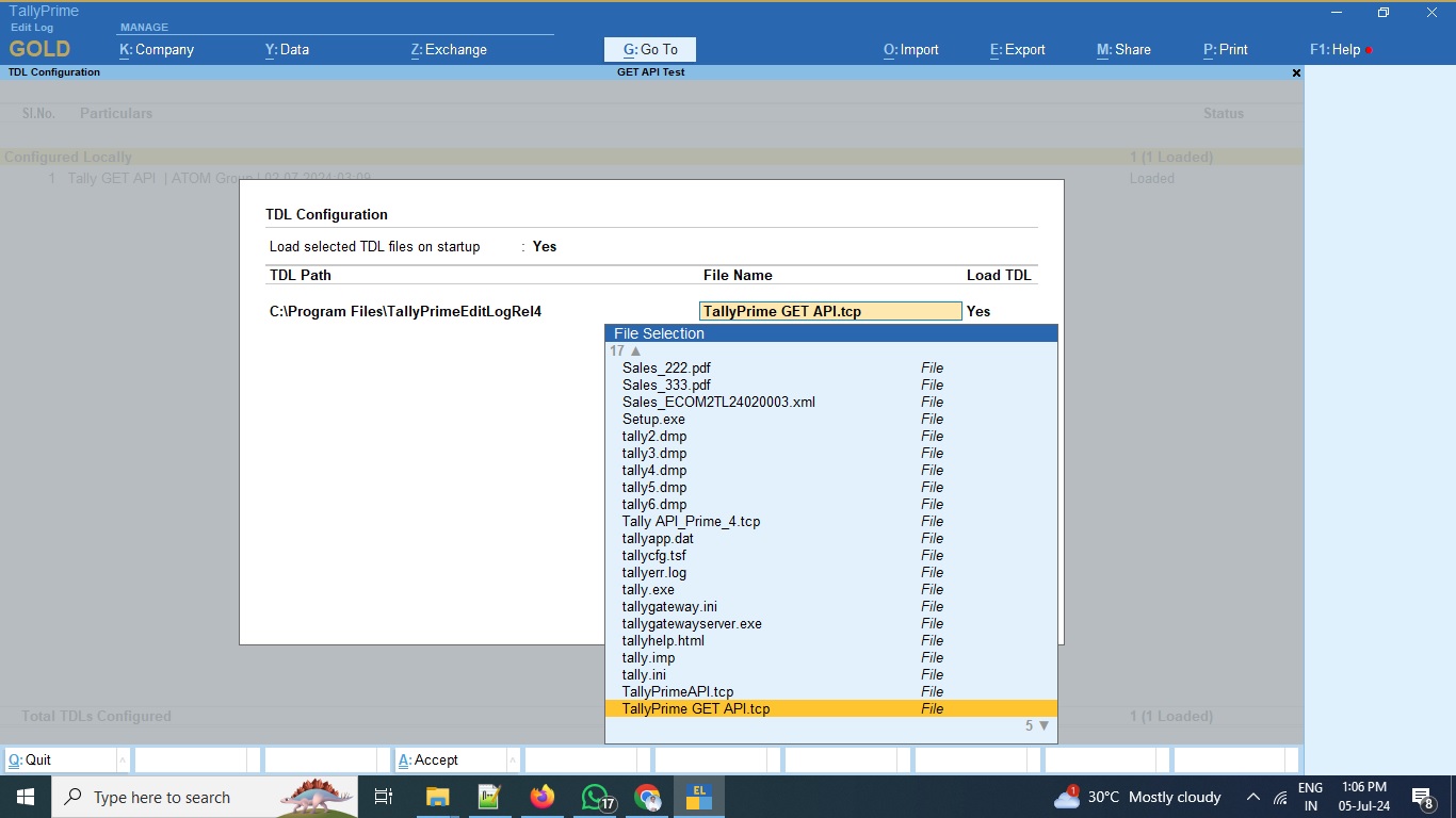 Load TCP file